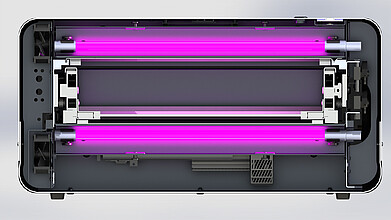 SITEC UV-C Slide — cross-section showing disinfection chamber